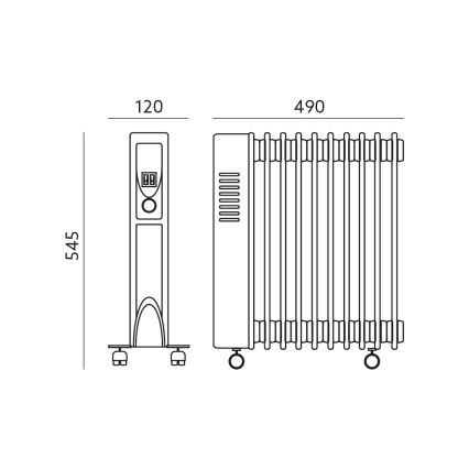 Oliekachel met 11 ribben YUGO 1000/1500/2500W/230V