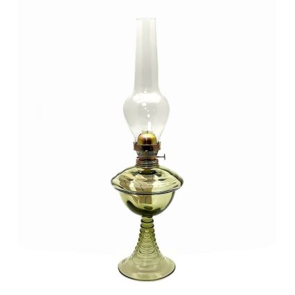 Olielamp JASMÍNA 50 cm bosgroen met een bloemen lampenkap