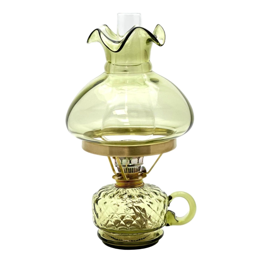 Olielamp MONIKA 34 cm bosgroen met ruit motief