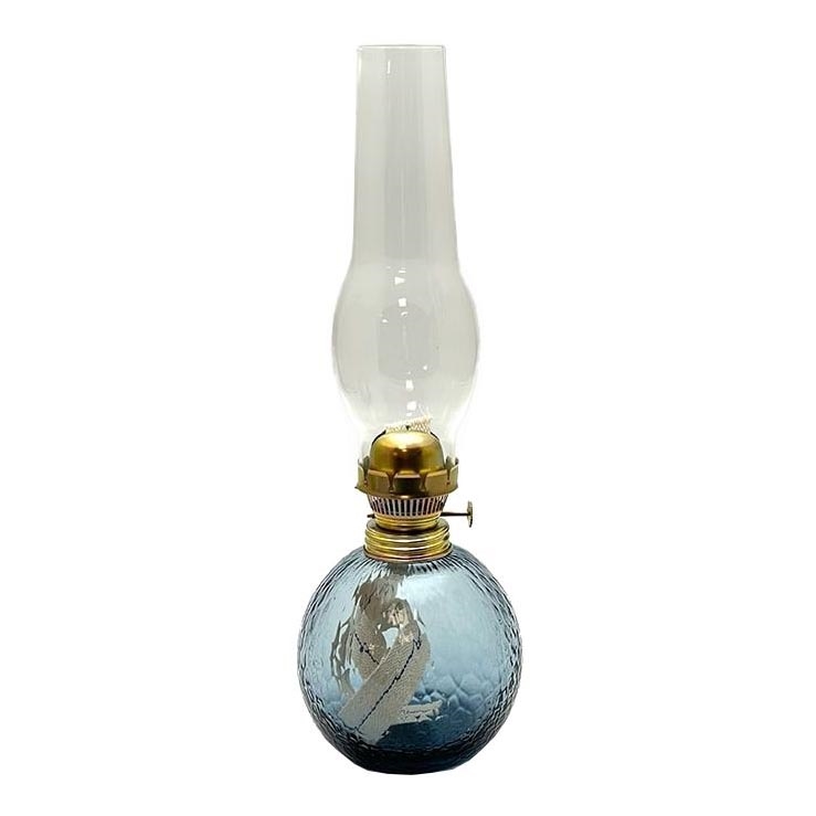 Olielamp VANESA 38 cm blauw rook met bysantijn motief