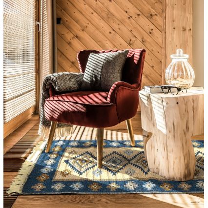 Omkeerbaar oosters vloerkleed KILIM 80x150 cm blauw/beige
