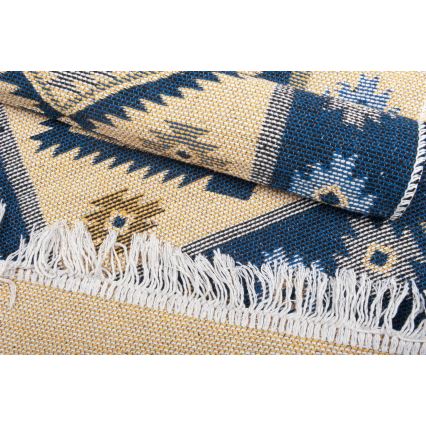 Omkeerbaar oosters vloerkleed KILIM 80x150 cm blauw/beige