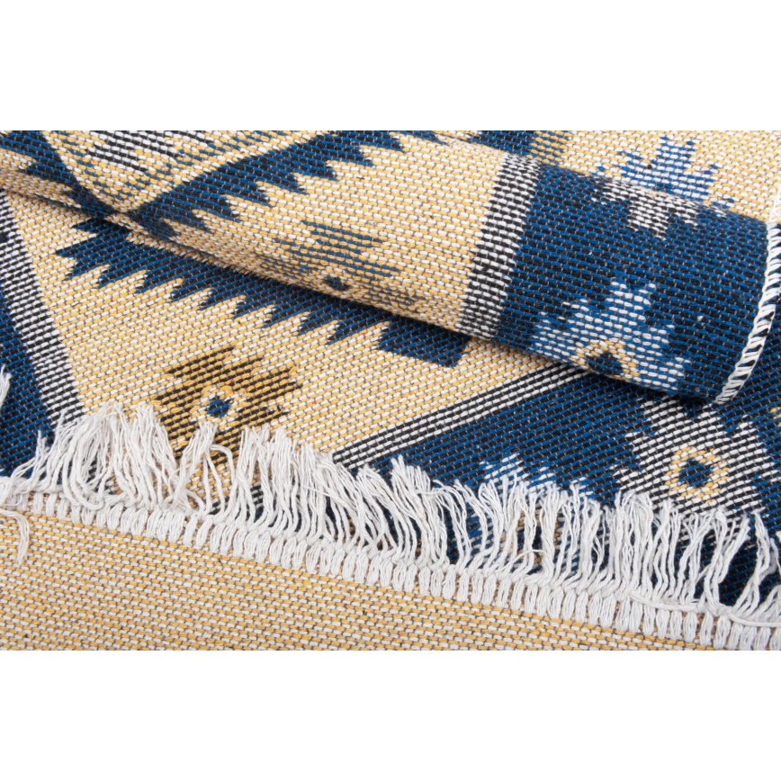 Omkeerbaar oosters vloerkleed KILIM 80x150 cm blauw/beige