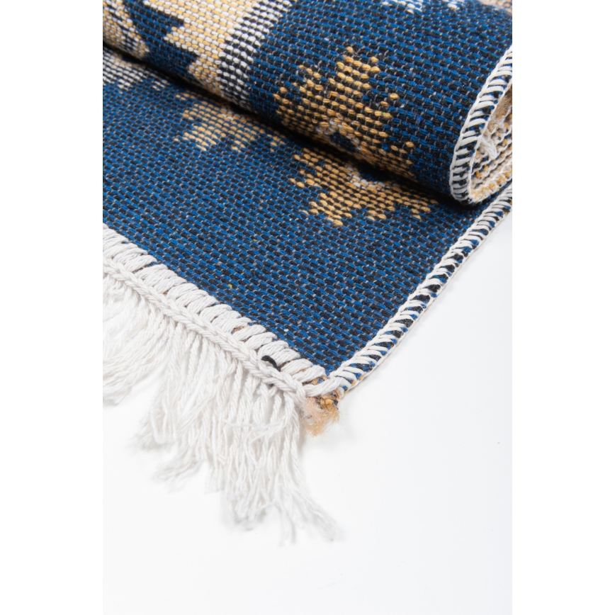 Omkeerbaar oosters vloerkleed KILIM 80x150 cm blauw/beige
