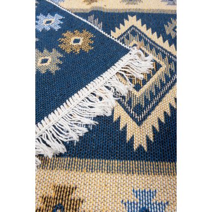 Omkeerbaar oosters vloerkleed KILIM 80x150 cm blauw/beige