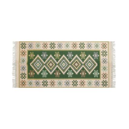 Omkeerbaar oosters vloerkleed KILIM 80x150 cm groen/beige