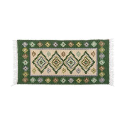 Omkeerbaar oosters vloerkleed KILIM 80x150 cm groen/beige