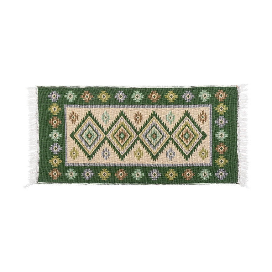Omkeerbaar oosters vloerkleed KILIM 80x150 cm groen/beige