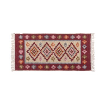 Omkeerbaar oosters vloerkleed KILIM 80x150 cm, rood/beige