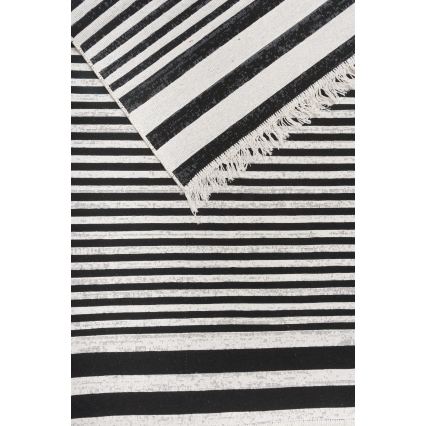 Omkeerbaar vloerkleed KILIM GOLD 80x150 cm zwart/wit