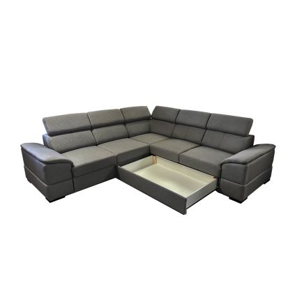 Universele uitklapbare hoekbank met opbergruimte GRANADA in donkergrijs