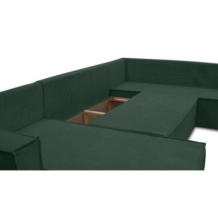 Omkeerbare U-vormige uitklapbare hoekbank LONDON, groen