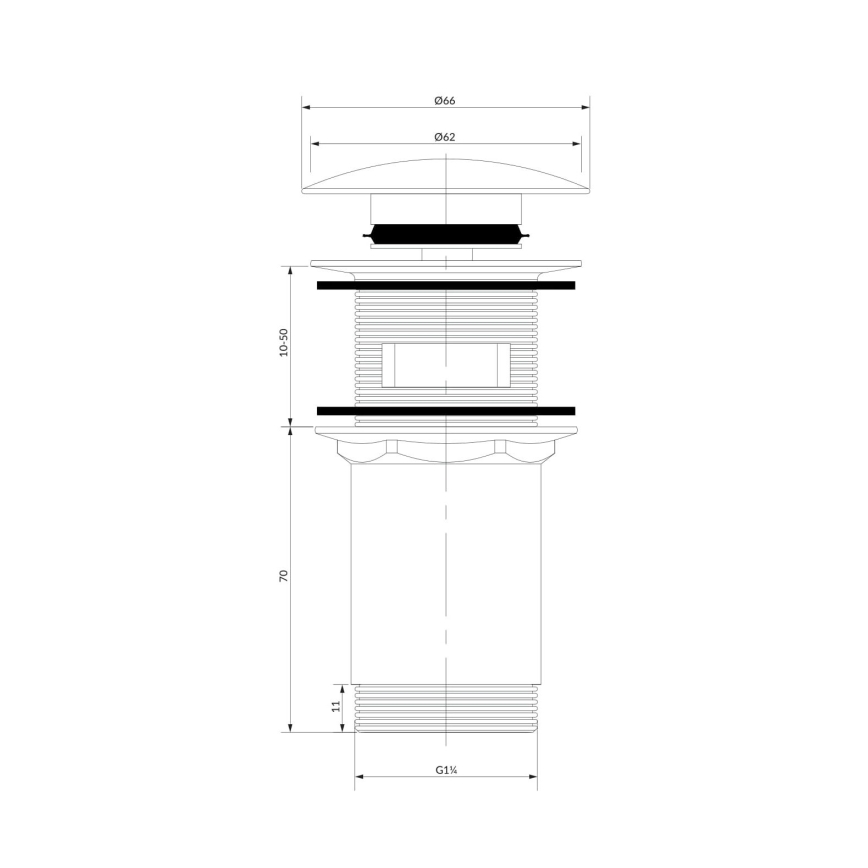 OMNIRES A706BM - Wastafelafvoer CLICK-CLACK pr. 6,6 cm mat wit