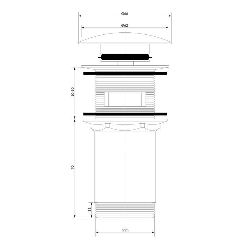 OMNIRES A706CPB - Wastafel afva CLICK-CLACK diameter 6,6 cm geborsteld koper