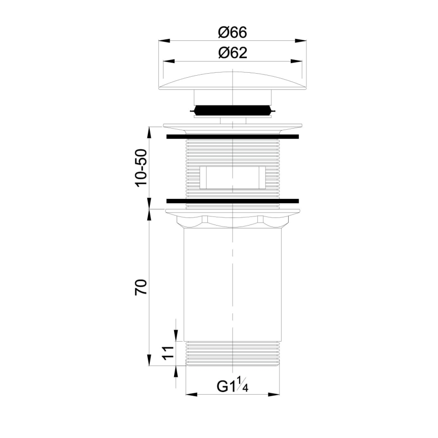 OMNIRES A706CR - Click-clack wastafelafvoer pr. 6,6 cm glanzend chroom
