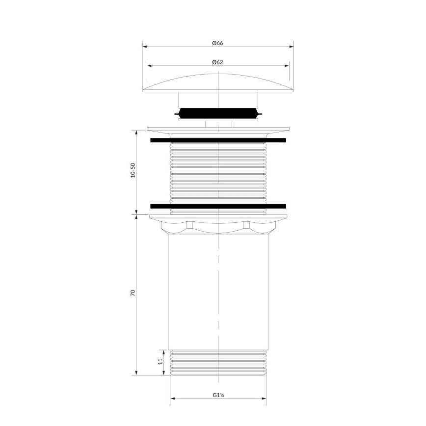 OMNIRES A716GR - Wastafel afva CLICK-CLACK diameter 6,6 cm geborsteld grafiet