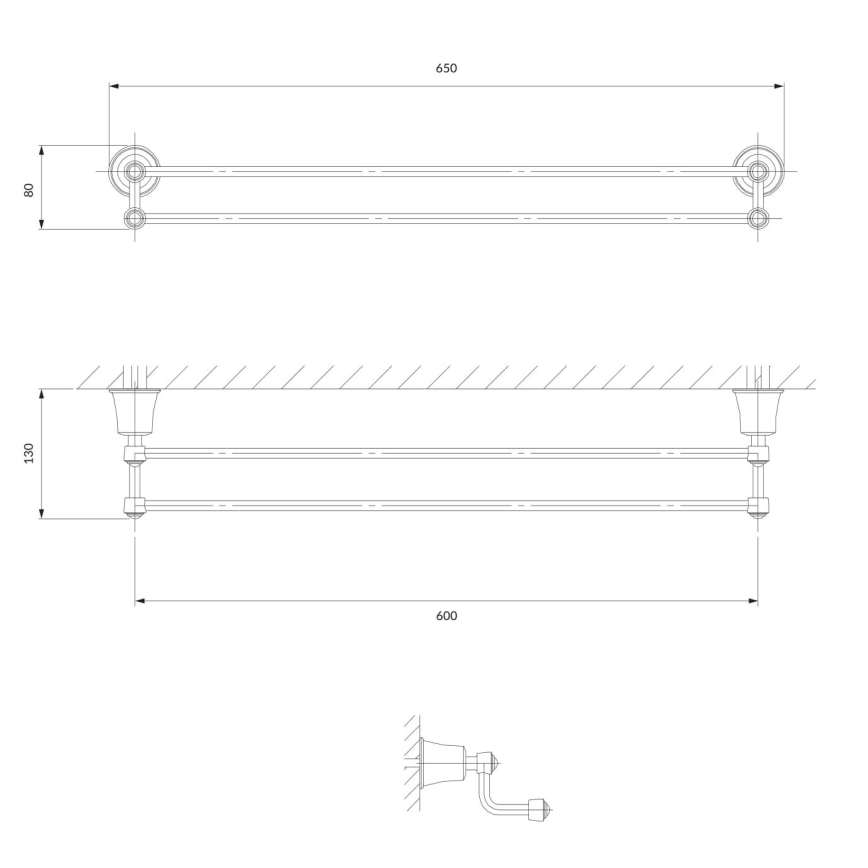 OMNIRES AL53226CR - Handdoekhouder voor aan de muur ART LINE 65 cm glanzend chroom