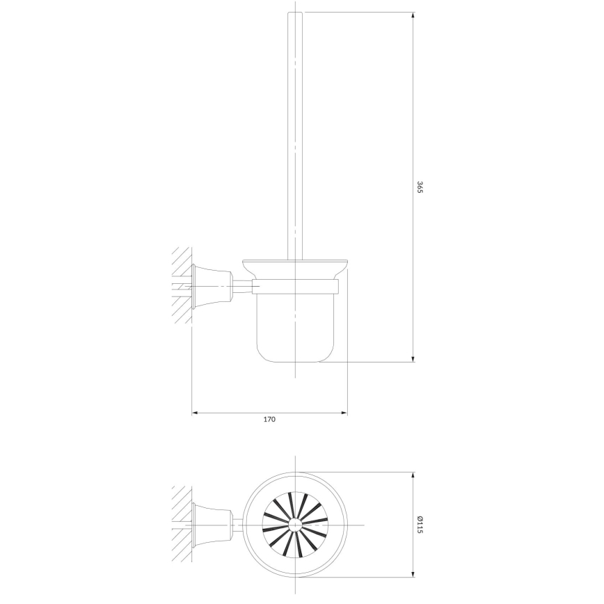 OMNIRES AL53620CR - Wandgemonteerde toiletborstel ART LINE glanzend chroom