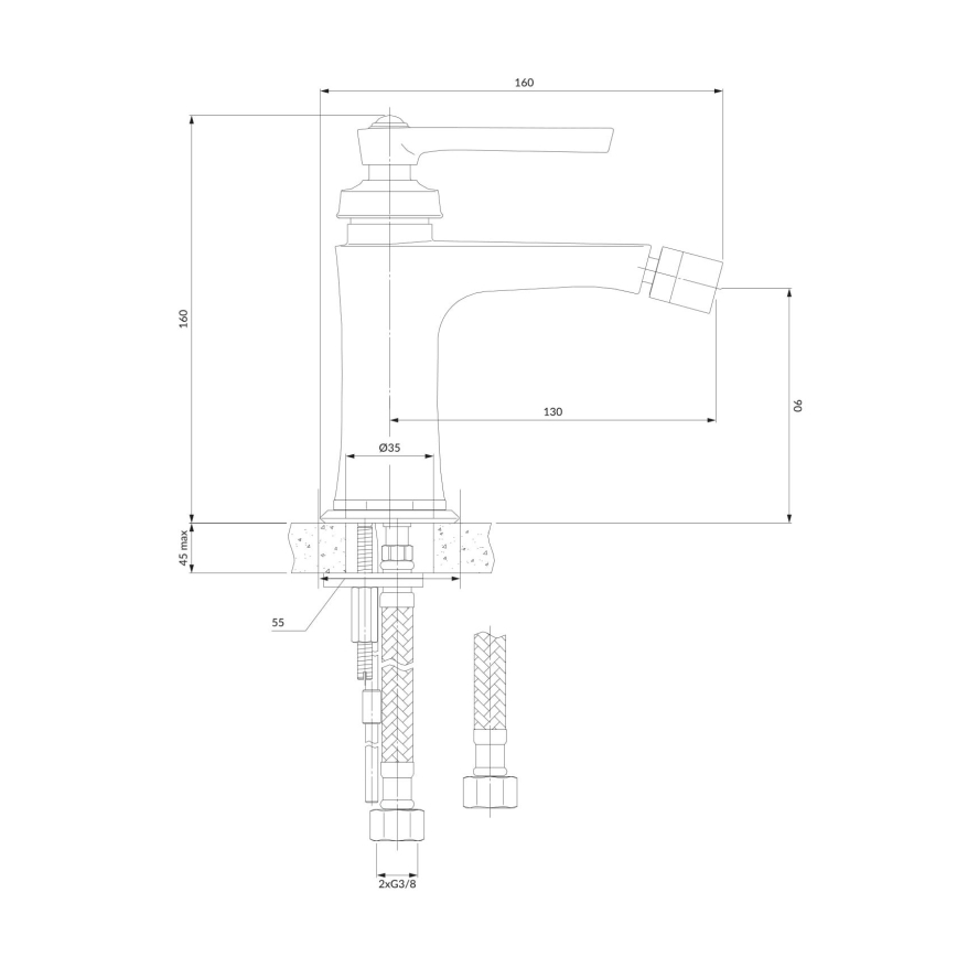 OMNIRES AM5220CR - Bidet kraan ARMANCE 16 cm glanzend chroom