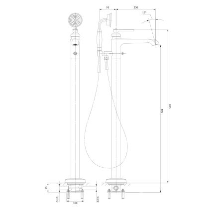 OMNIRES AM5233CR - Vrijstaande badkuipset met ARMANCE kraan in glanzend chroom