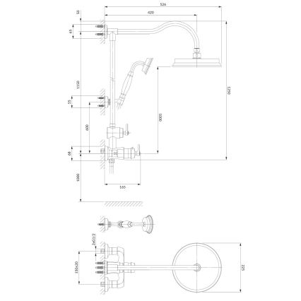 OMNIRES AM5244/6CR - Doucheset met thermostaatkraan ARMANCE glanzend chroom