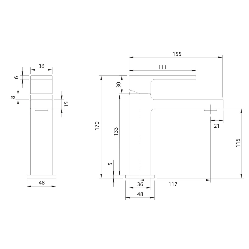 OMNIRES BA7810BL - Wastafelmengkraan BARETTI 17 cm mat zwart
