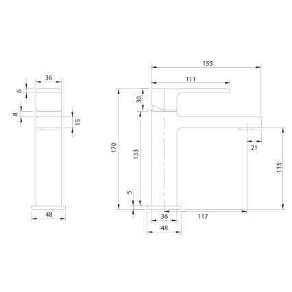 OMNIRES BA7810CR - Wastafelmengkraan BARETTI 17 cm hoogglans chroom