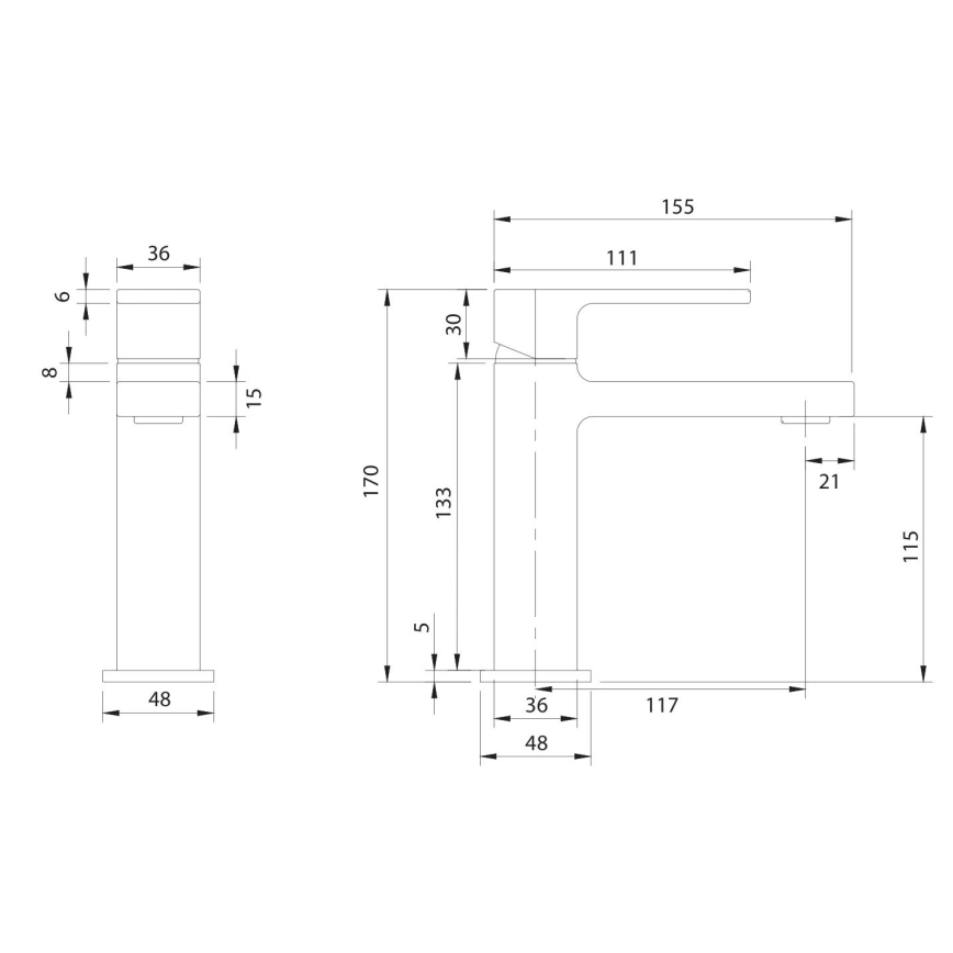 OMNIRES BA7810CR - Wastafelmengkraan BARETTI 17 cm hoogglans chroom