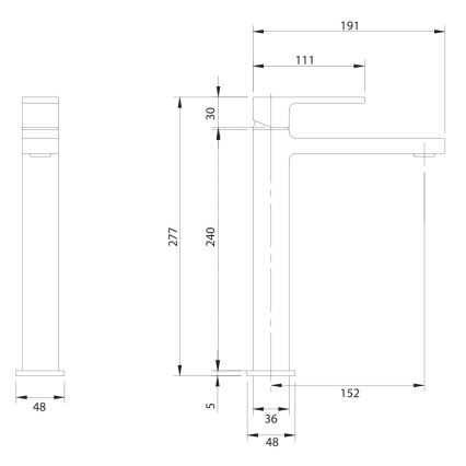 OMNIRES BA7812CR - Wastafelkraan BARETTI 27,7 cm glanzend chroom