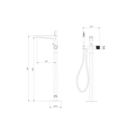 OMNIRES CT8033CR - Vrijstaande badkuipset met CONTOUR kraan in glanzend chroom