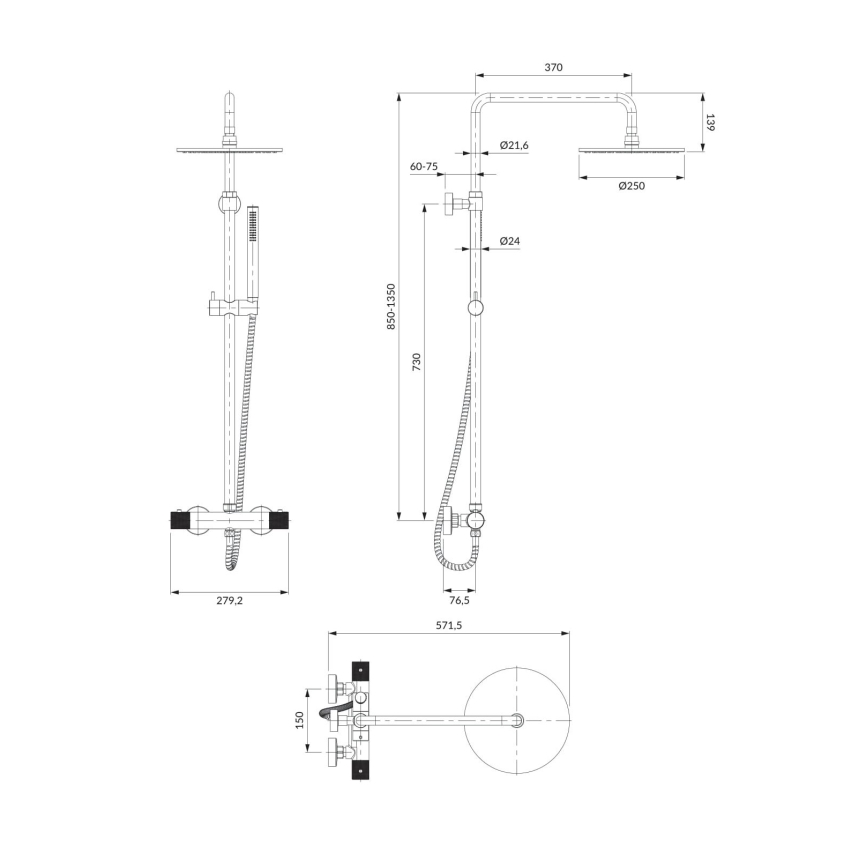 OMNIRES CT8044CR - Doucheset met thermostaatkraan CONTOUR glanzend chroom