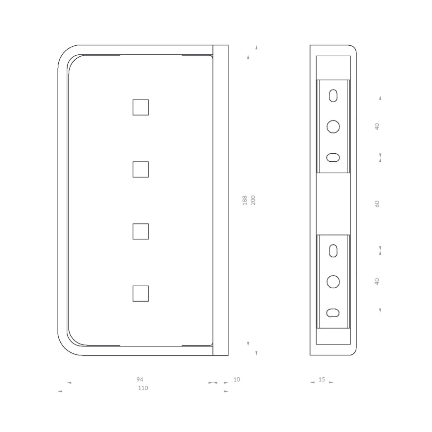 OMNIRES LU30330CR - Wandplank voor douche LUGANO 20 cm glanzend chroom