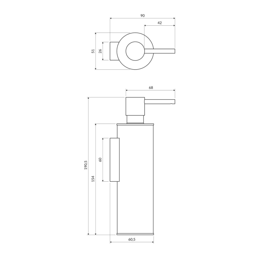 OMNIRES MP60721CR - Zeepdispenser voor aan de muur MODERN PROJECT 150 ml glanzend chroom