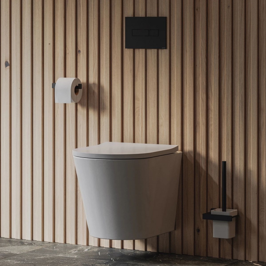 OMNIRES NL80620BL - Wandgemonteerde toiletborstel NELSON mat zwart