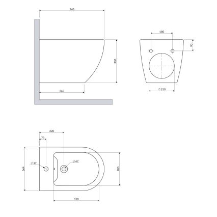 OMNIRES OTTAWACMBIBP - Hangend bidet OTTAWA keramiek/hoogglans wit