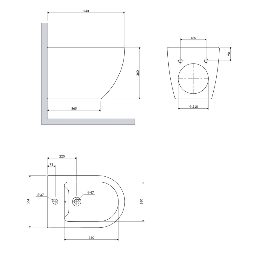 OMNIRES OTTAWACMBIBP - Hangend bidet OTTAWA keramiek/hoogglans wit