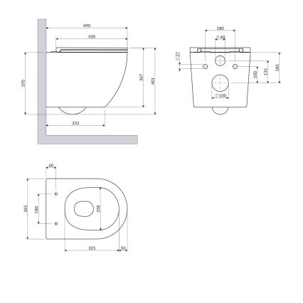 OMNIRES OTTAWASPXMWBM - Hangend toilet OTTAWA met SoftClose-zitting, keramiek, mat wit