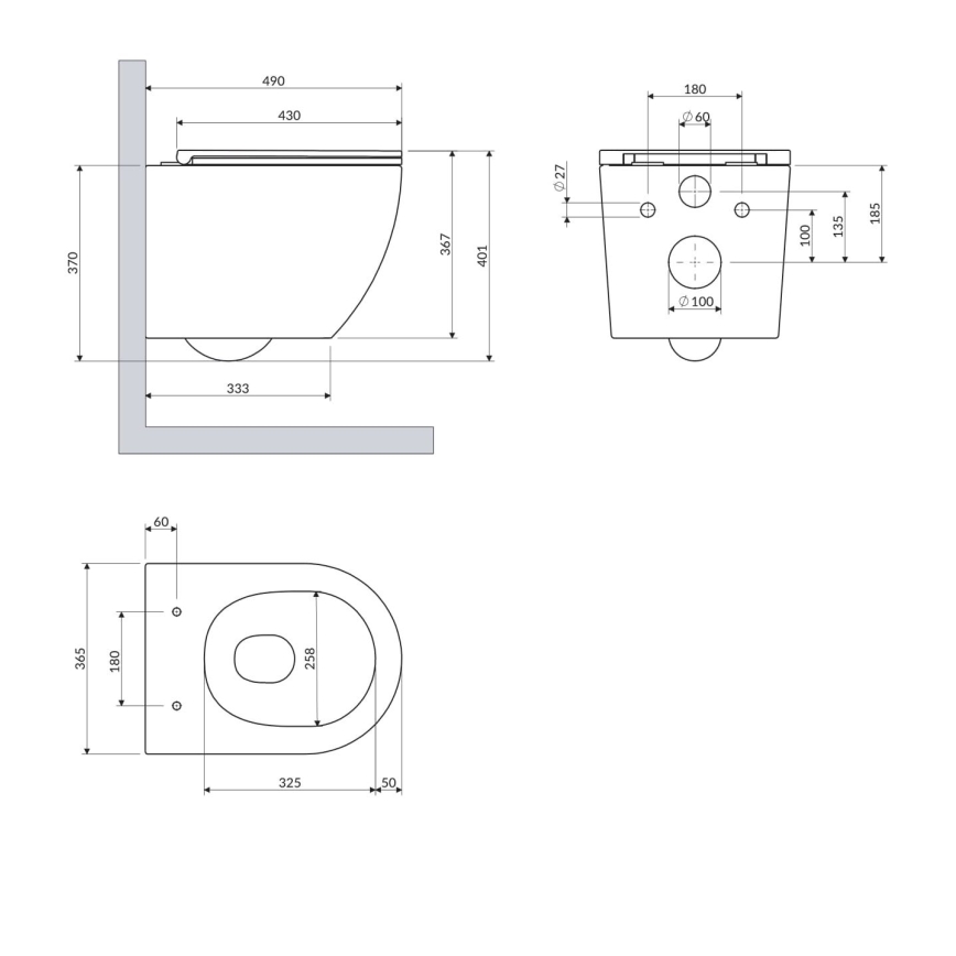 OMNIRES OTTAWASPXMWBM - Wandtoilet met toiletbril SoftClose OTTAWA keramiek/mat wit