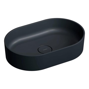 OMNIRES OVOUNBLV - Opzetwastafel OVO 55x36 cm dolomiet/mat zwart lava