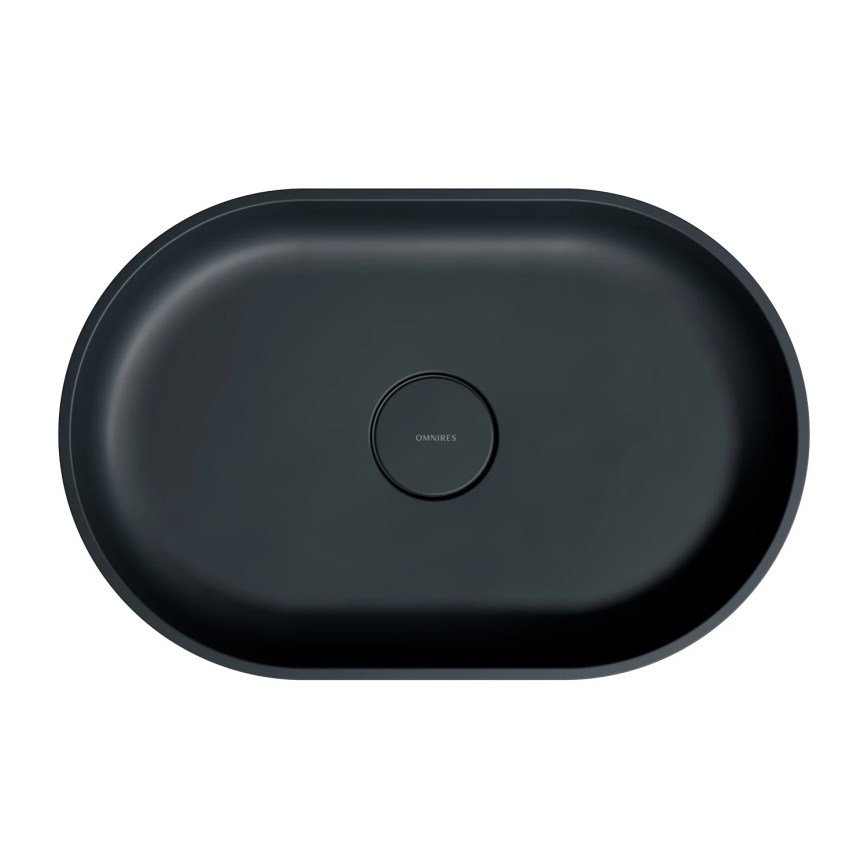 OMNIRES OVOUNBLV - Opzetwastafel OVO 55x36 cm dolomiet/mat zwart lava