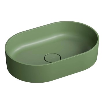 OMNIRES OVOUNOL - Opbouwwastafel OVO 55x36 cm dolomiet/mat olijfgroen