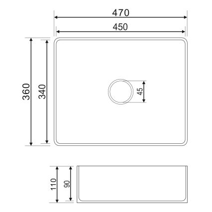 OMNIRES PASADENA470BP - Opzetwastafel PASADENA 47x36 cm keramiek/hoogglans wit