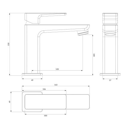 OMNIRES PM7410BL - Kraan voor wastafel PARMA 15 cm mat zwart
