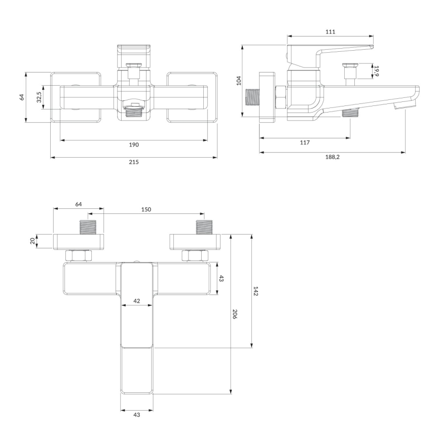 OMNIRES PM7430BL - Badkraan PARMA mat zwart