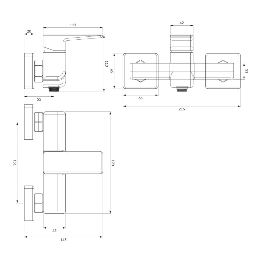 OMNIRES PM7440BL - Douchekraan PARMA mat zwart