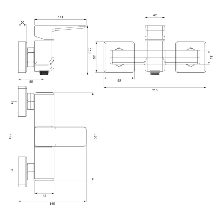 OMNIRES PM7440CR - Douchekraan PARMA glanzend chroom