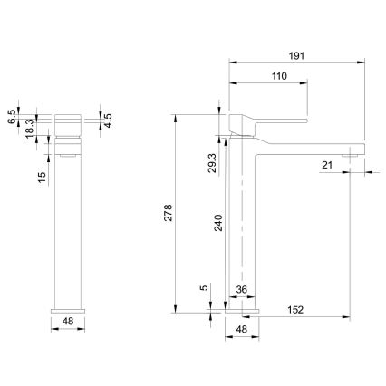 OMNIRES SL7712CR - Kraan voor wastafel SLIDE 27,8 cm glanzend chroom