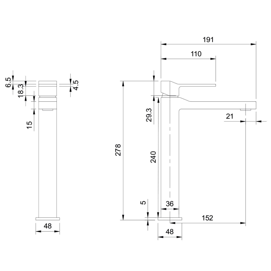 OMNIRES SL7712CR - Kraan voor wastafel SLIDE 27,8 cm glanzend chroom