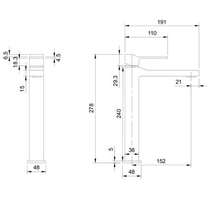 OMNIRES SL7712GR - Kraan voor wastafel SLIDE 27,8 cm geborsteld grafiet