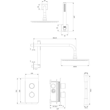 OMNIRES SYSCT11CR - Doucheset met thermostatische inbouwkraan CONTOUR glanzend chroom